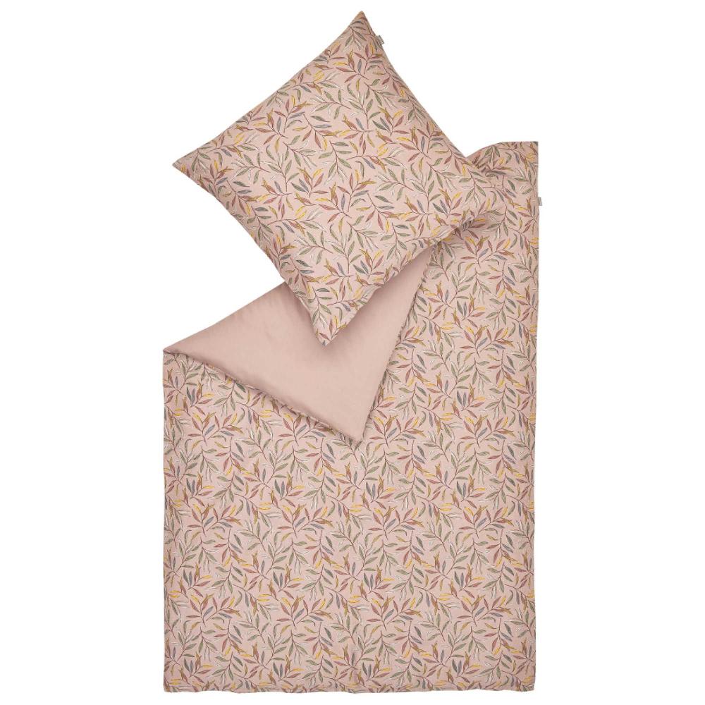 wohndirekt Satin Bettwäsche Leaves mit Blättermotiv und Püncktchen Super Rabatt