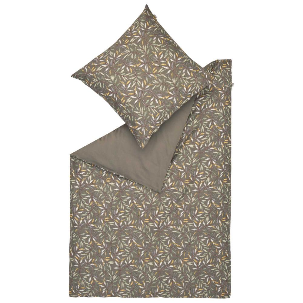 wohndirekt Satin Bettwäsche Leaves mit Blättermotiv und Püncktchen Super Rabatt