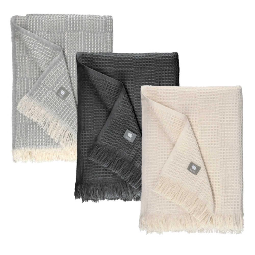 wohndirekt Tagesdecke + Plaid Waffle mit Querstreifen in 2 Größen