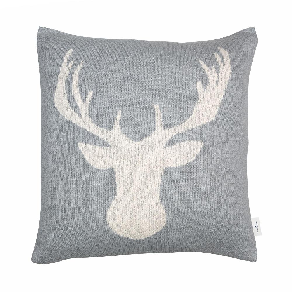 wohndirekt Kissenhülle Knitted Reindeer Head • weihnachtlicher Rentierkopf • 100% Baumwolle • 45 x 45 cm Fabrik Onlineshop