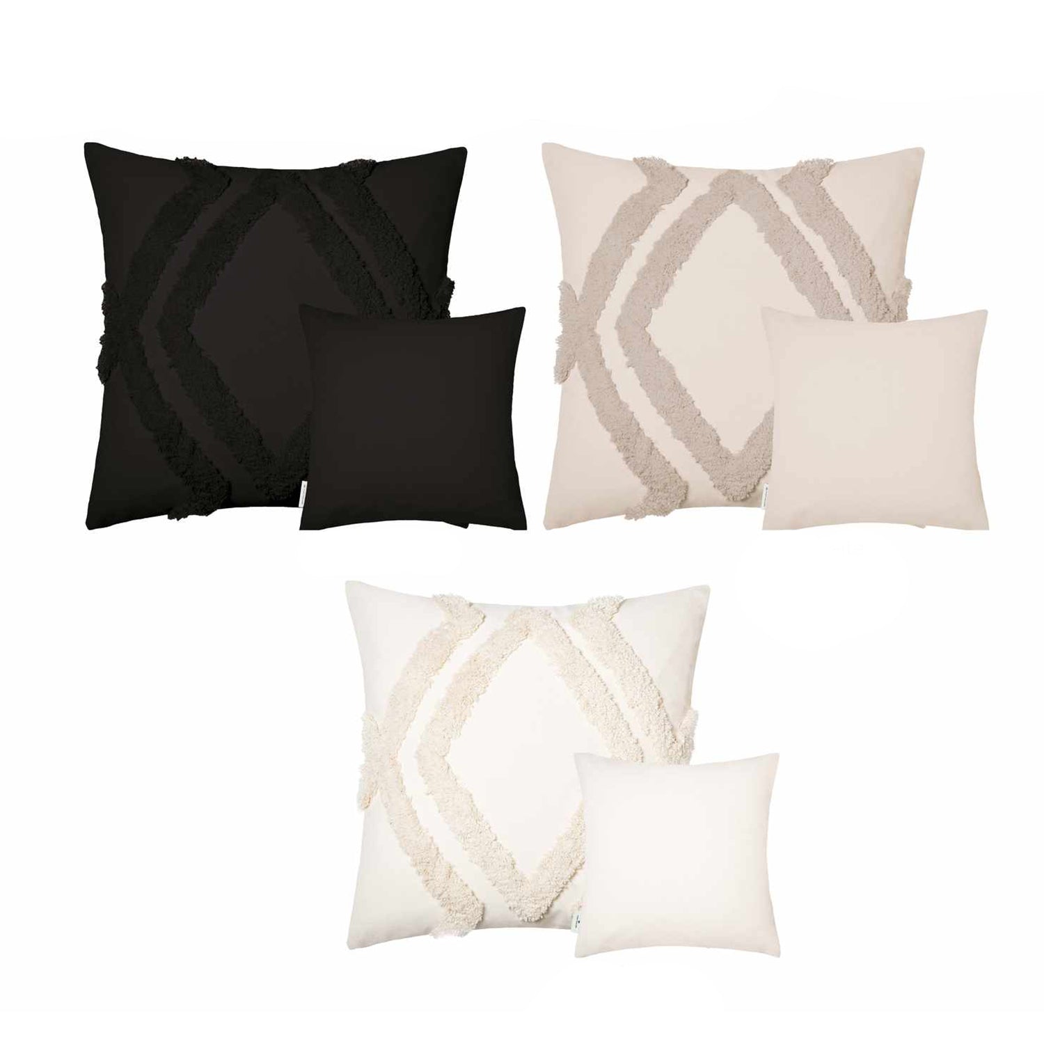 wohndirekt Zierkissenhülle Fluffy Rhombus • 3D Muster • Boho Look • waschbar • 45x45cm