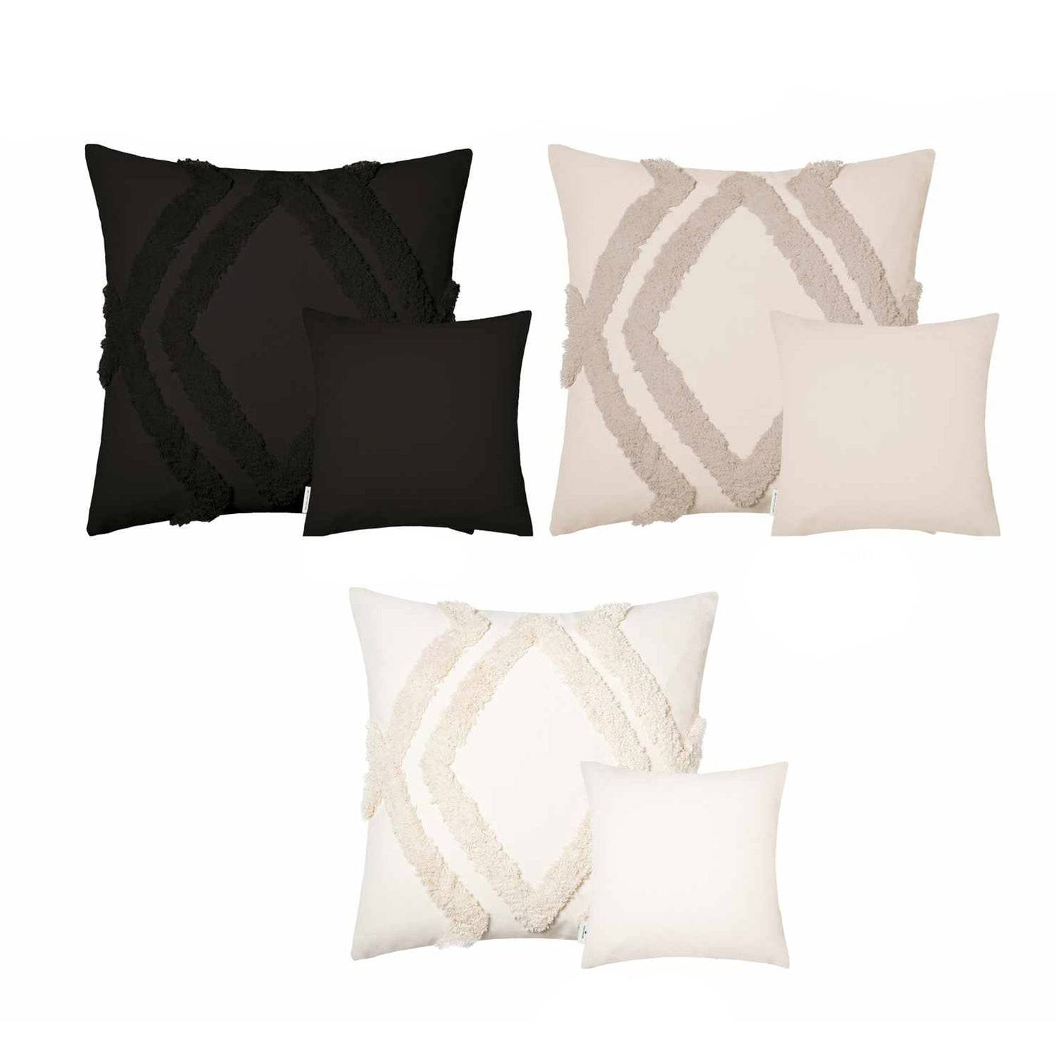 wohndirekt Zierkissenhülle Fluffy Rhombus • 3D Muster • Boho Look • waschbar • 45x45cm Großer Ausverkauf