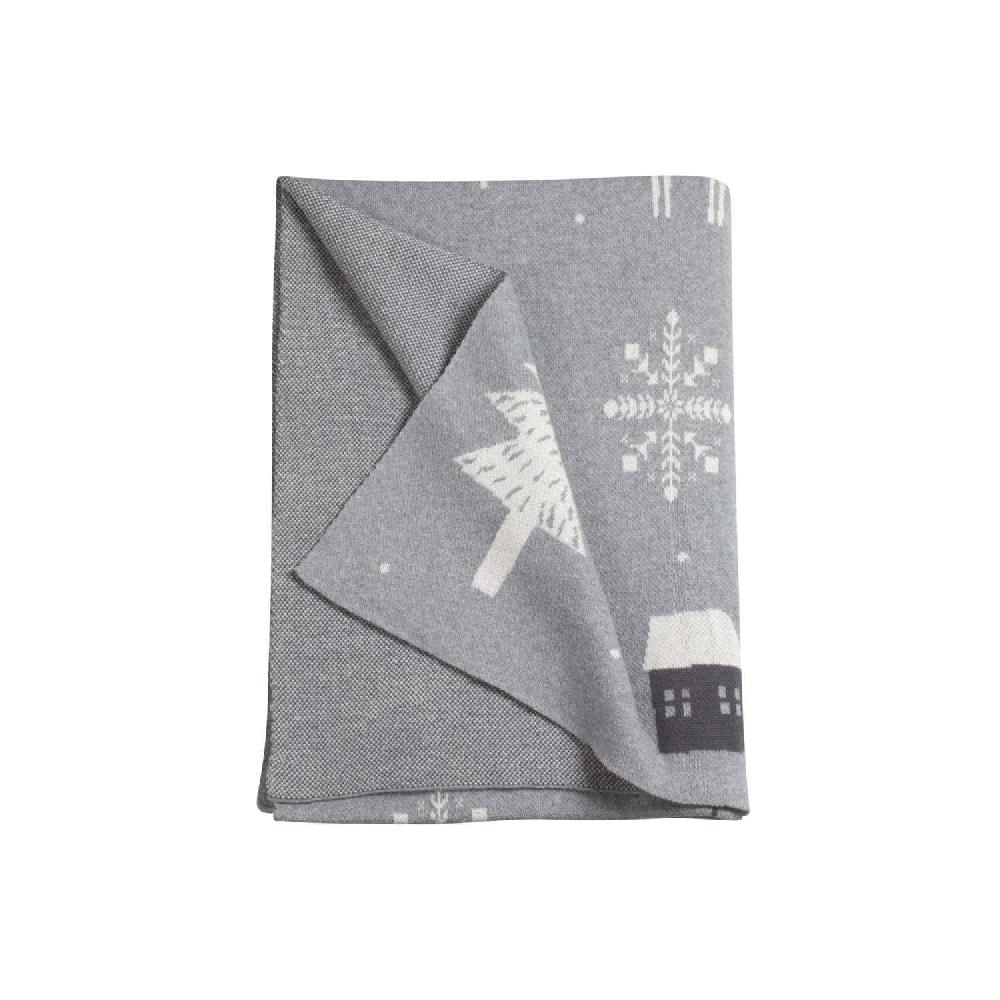 wohndirekt Decke Scandinavian • 100% Baumwolle • gestrickt • Wintermotive • 130x170 cm Exklusivangebot