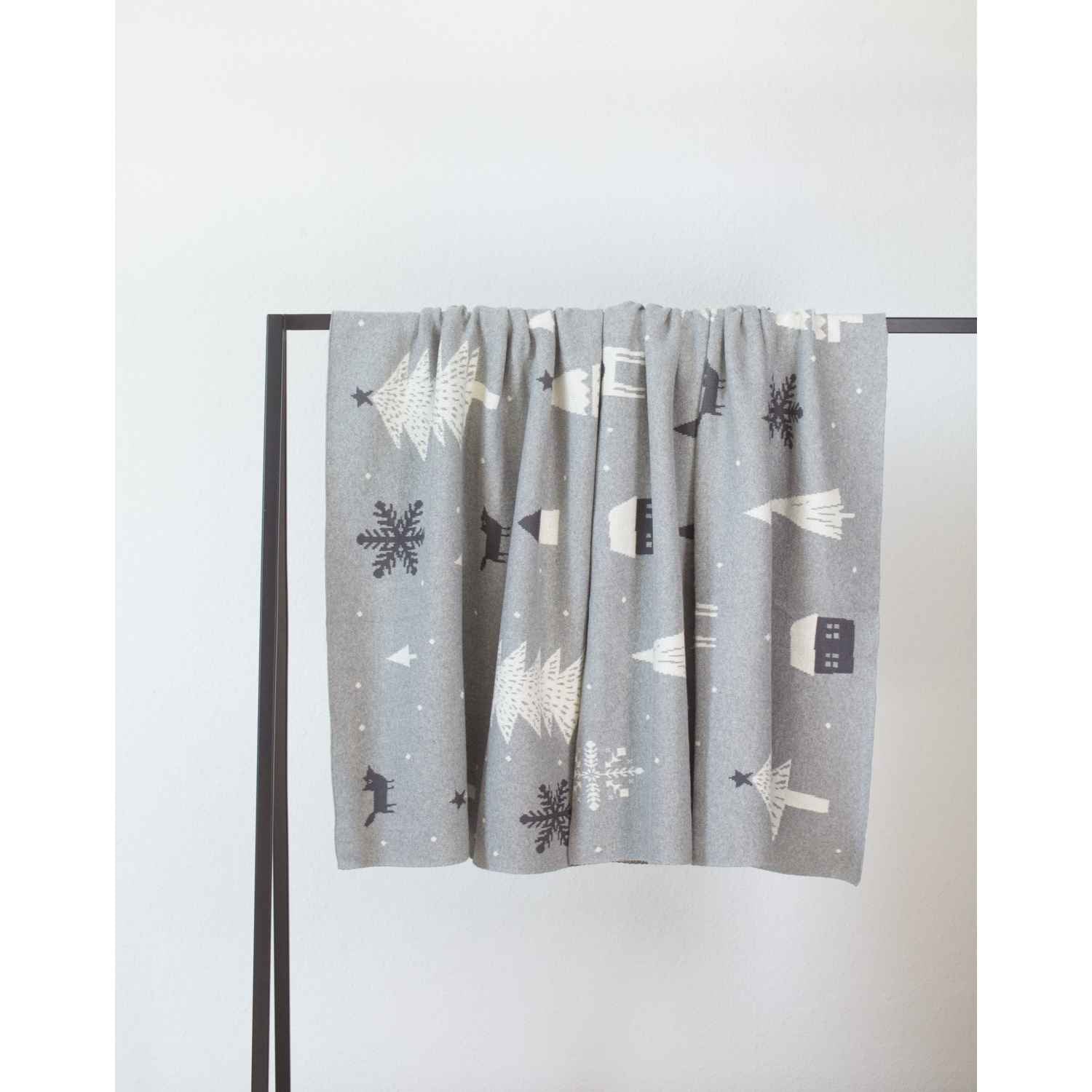 wohndirekt Decke Scandinavian • 100% Baumwolle • gestrickt • Wintermotive • 130x170 cm Exklusivangebot