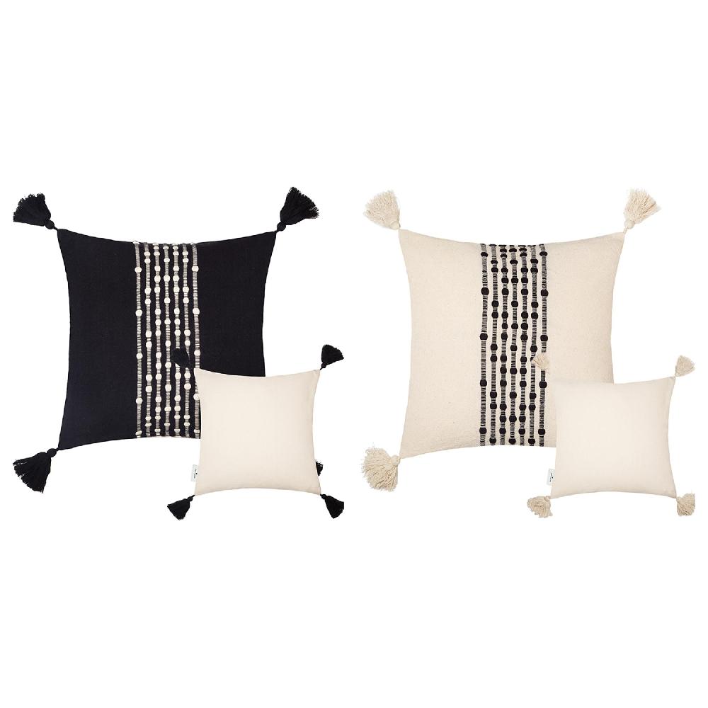 wohndirekt Kissenhülle Knot Lines • mit Quasten • 100% Baumwolle • 40x40cm