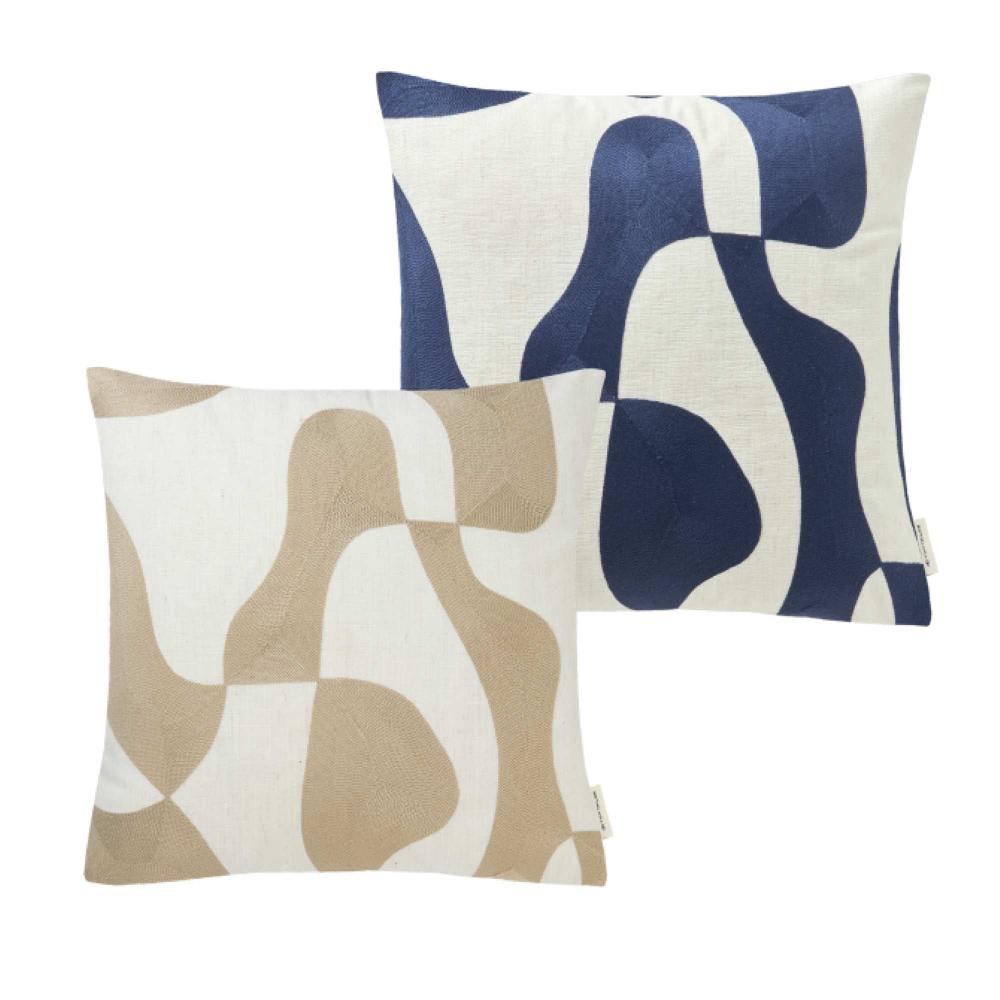 wohndirekt Kissenhülle Organical in Chenilloptik und bestickt 45 x 45 cm