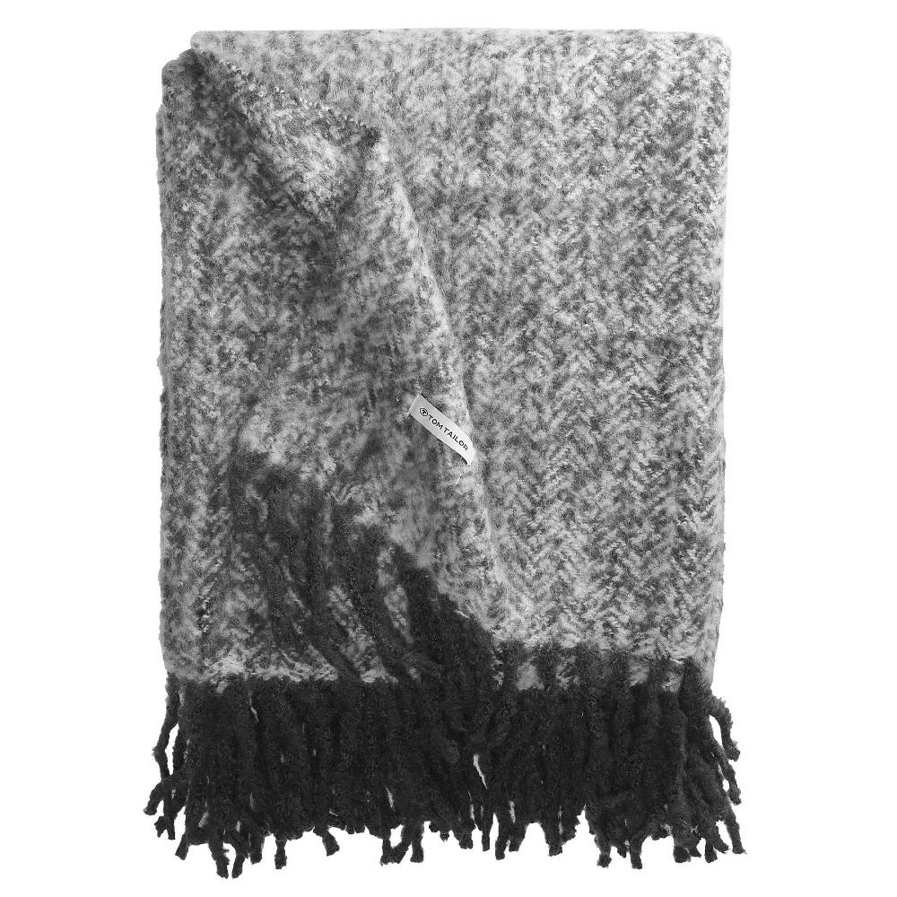 wohndirekt TT Plaid WoolyHerringbone mit Fransen 130x170 cm
