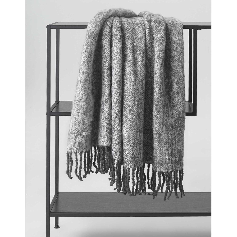 wohndirekt TT Plaid WoolyHerringbone mit Fransen 130x170 cm VIP-Rabatte