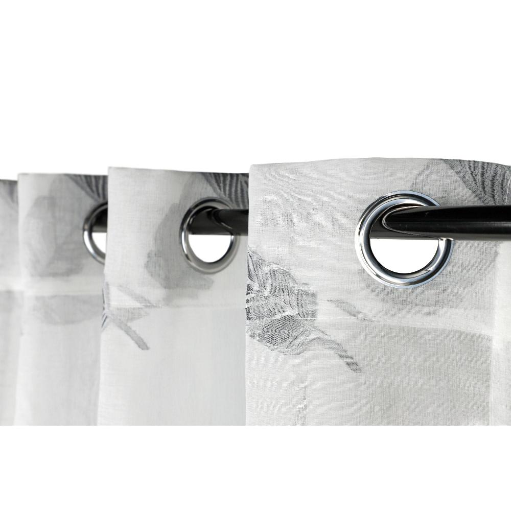 wohndirekt Transparenter Ösenschal mit grauen Federn auf hellem Stoff 140x160cm Begrenzte Freigabe