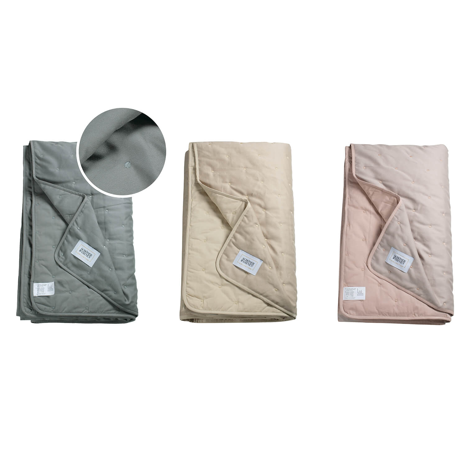 wohndirekt Überwurf Soft • mit Vließfutter und Pünktchensteppung • 2 Größen