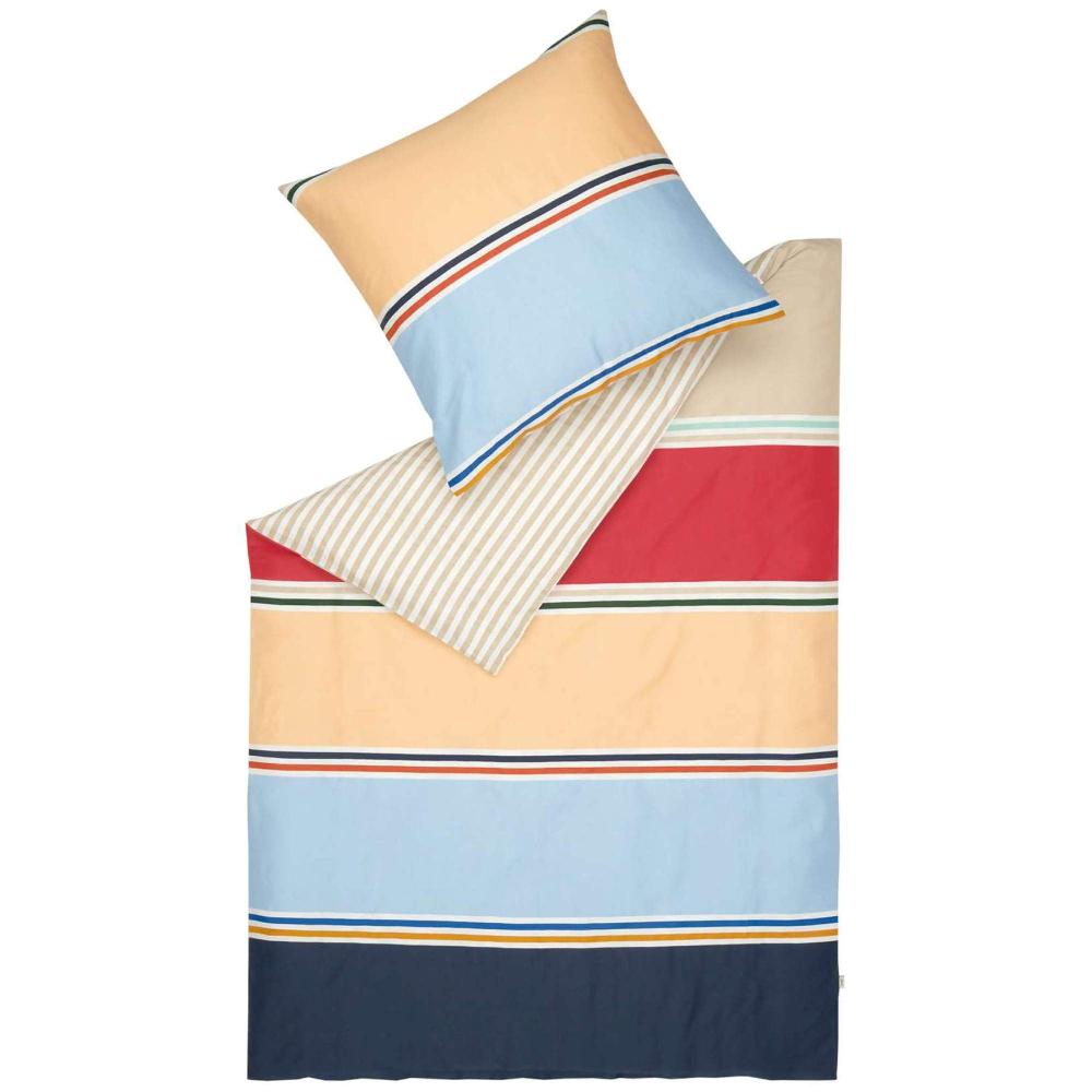 wohndirekt Satin Bettwäsche Ash mit Quer-Blockstreifen