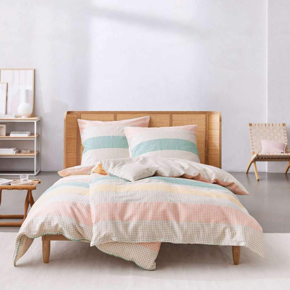 wohndirekt Satin Bettwäsche Benno mit Streifen und Kreisen Fabrikpreis