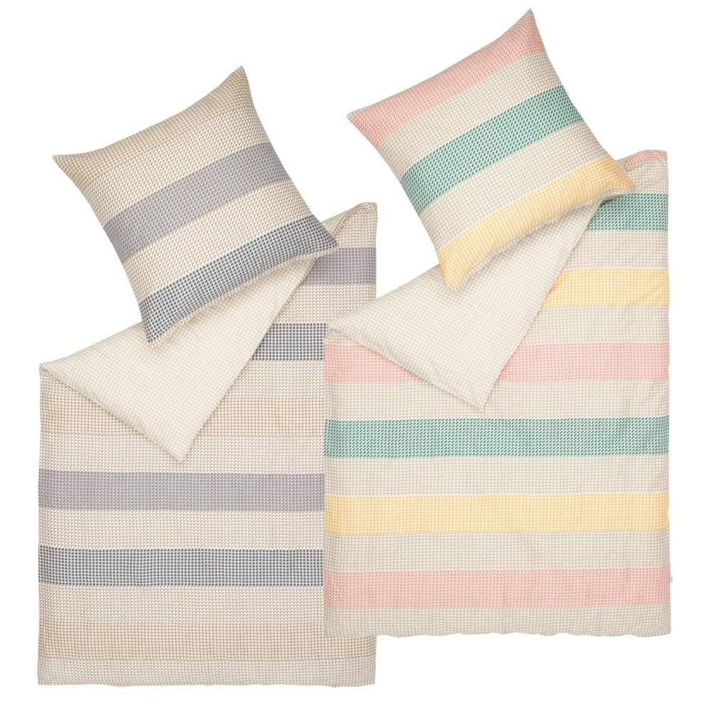 wohndirekt Satin Bettwäsche Benno mit Streifen und Kreisen Fabrikpreis