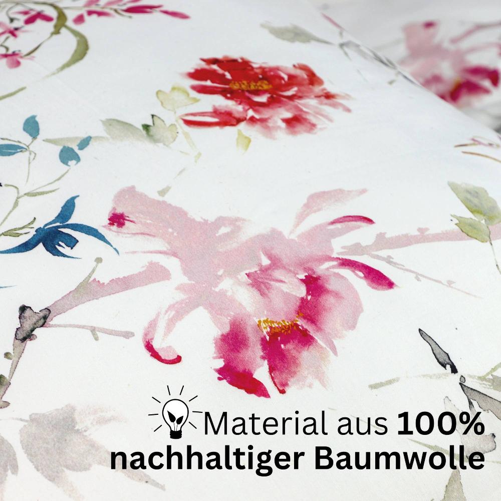 wohndirekt Luxuriöse Satin Bettwäsche mit Blumen Bis zu 50% Rabatt