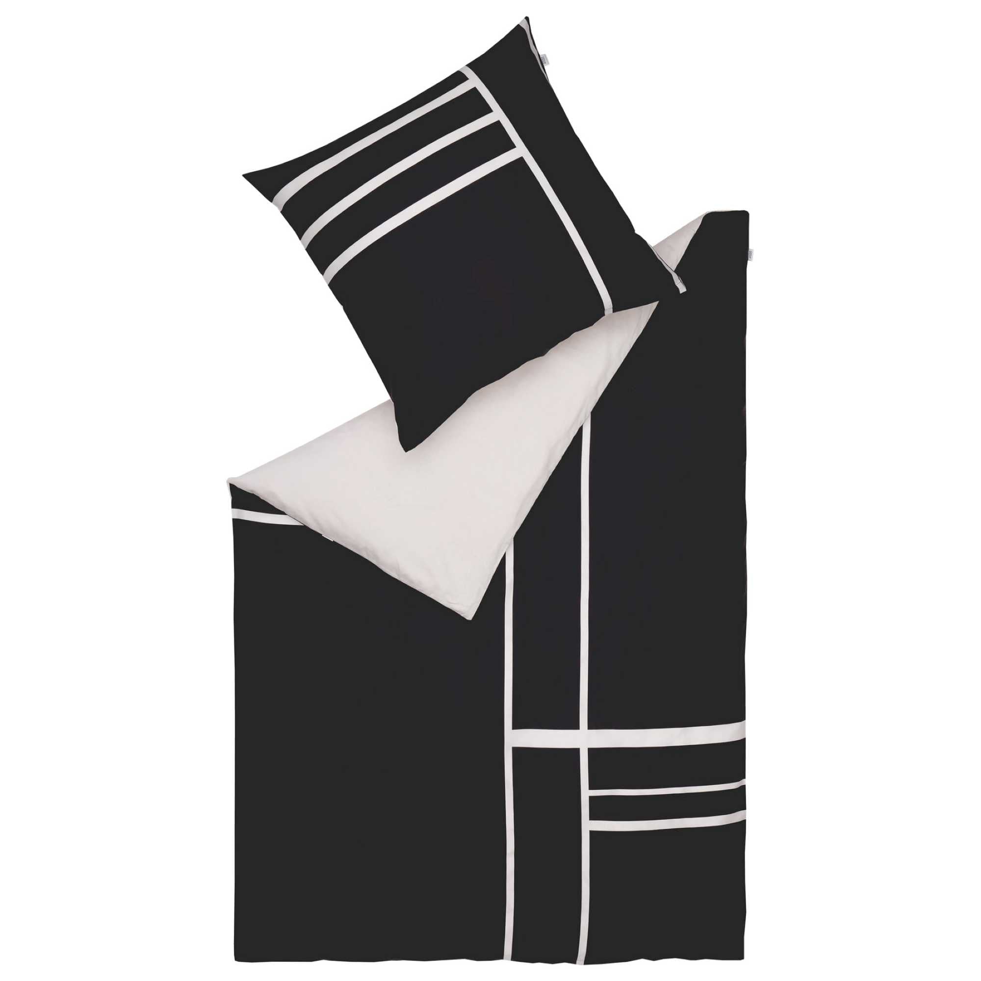 wohndirekt Satin Bettwäsche mit grafischem Streifen-Muster