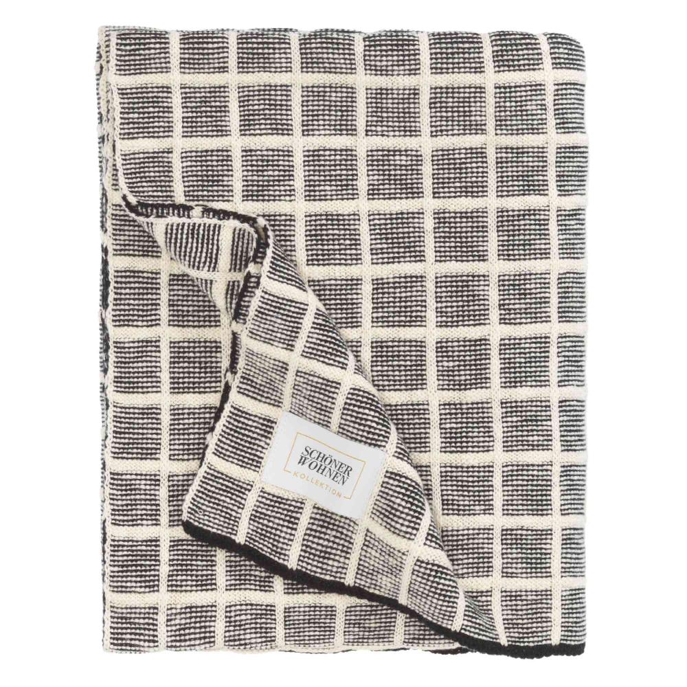 wohndirekt Gestrickte Wohndecke Diary mit Karomuster 130x170 cm