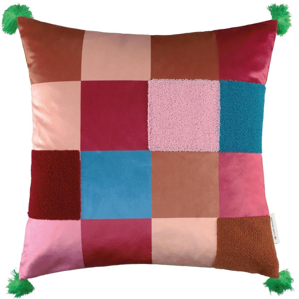 wohndirekt Kissenhülle in Samt mit Karomuster 45 x 45 cm