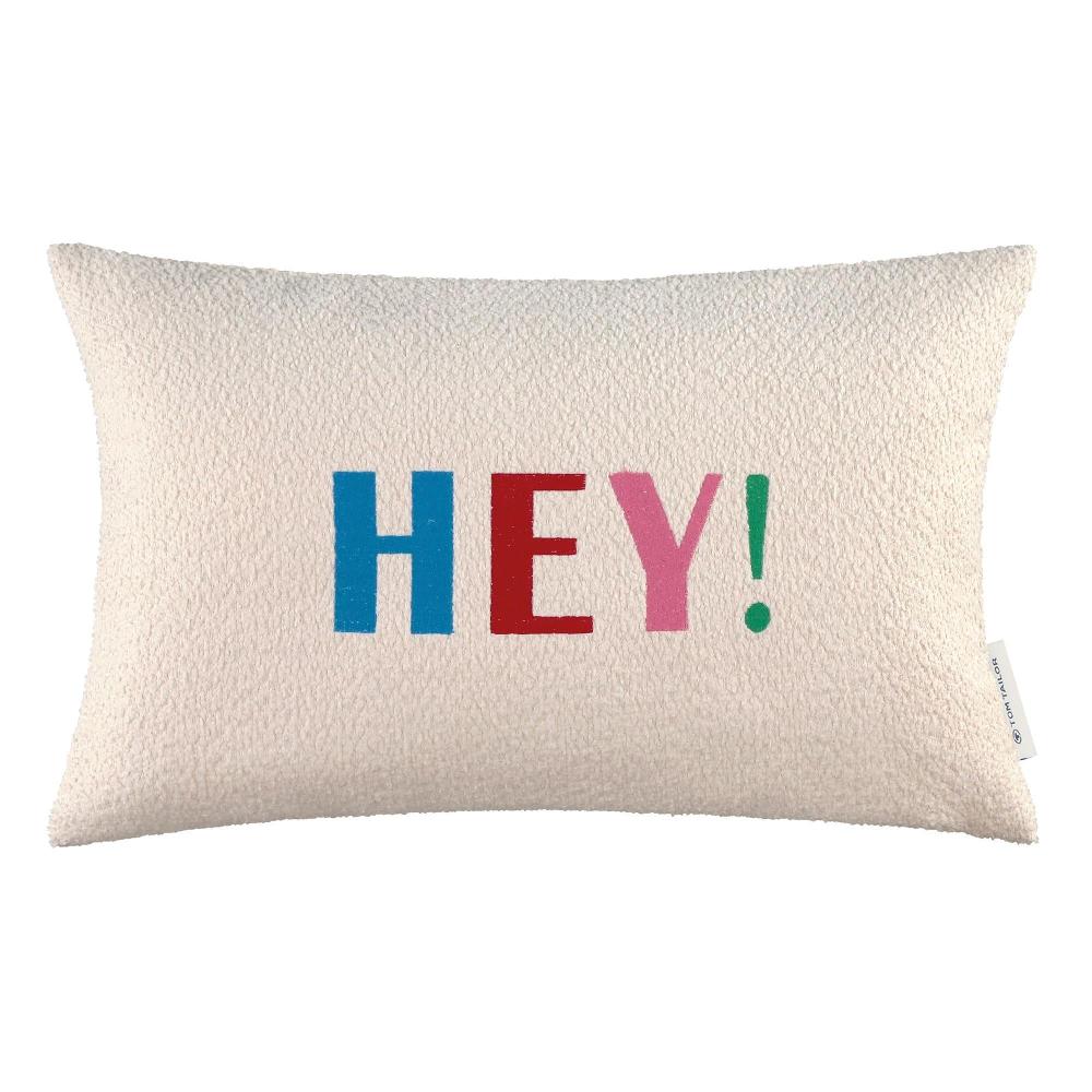 wohndirekt Kissenhülle mit Schrifzug Hey 30 x 50 cm