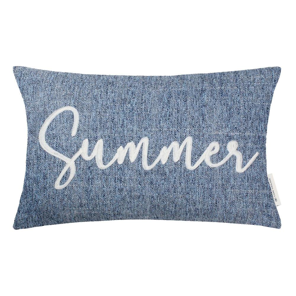 wohndirekt Zierkissenhülle Summer • offener Reißverschluss • mit Schriftzug