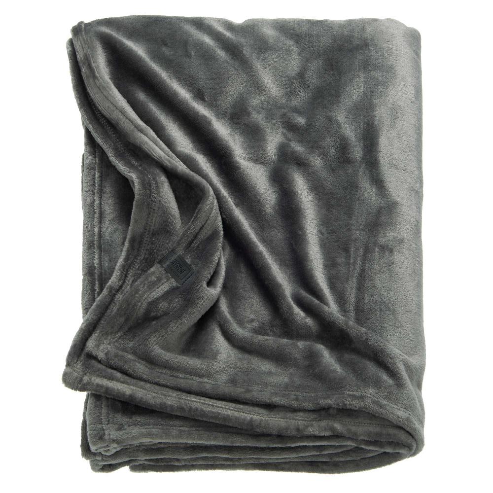 wohndirekt Plaid SMOOTH 140x200 cm - Weiche Decke aus Polyesterfleece - Stilvolles Design mit Kunstlederlabel Weihnachtsangebot