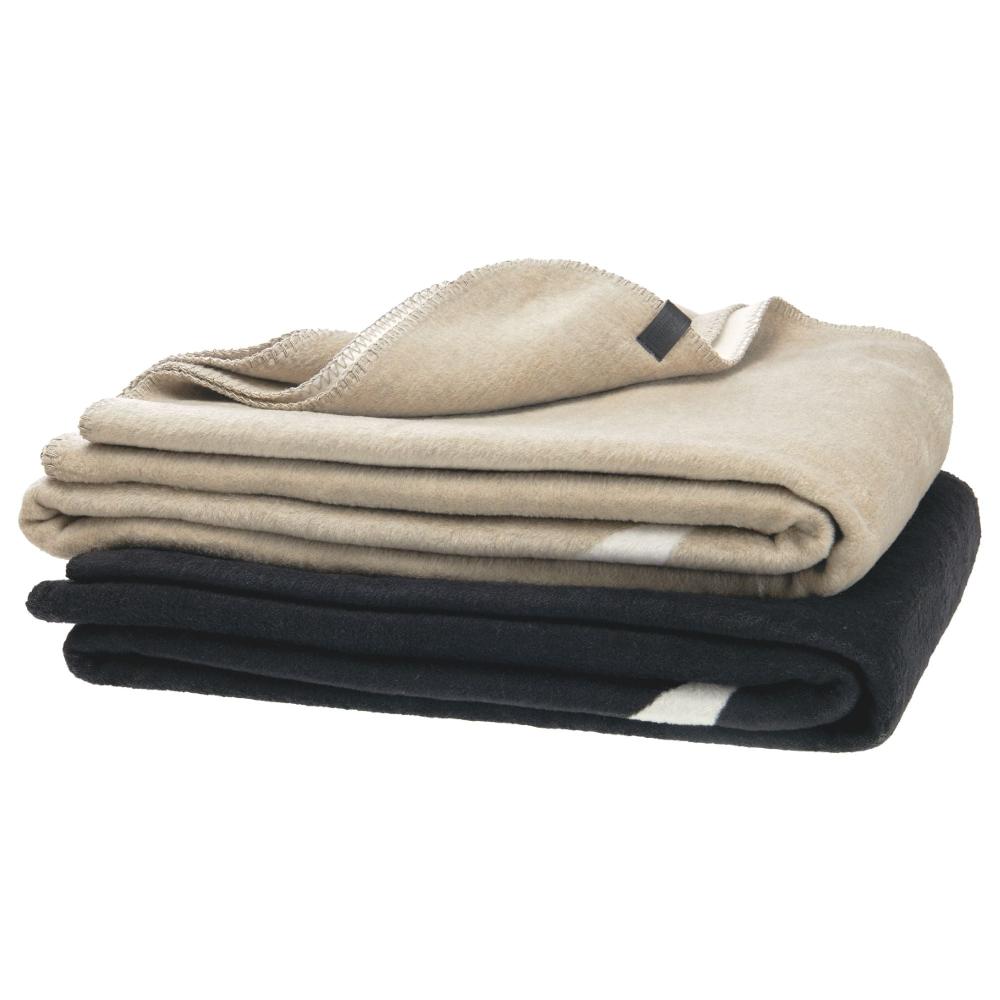 wohndirekt Gewebte Fleece-Wohndecke Pebble – Elegantes Design mit Ziernaht 150x200 cm