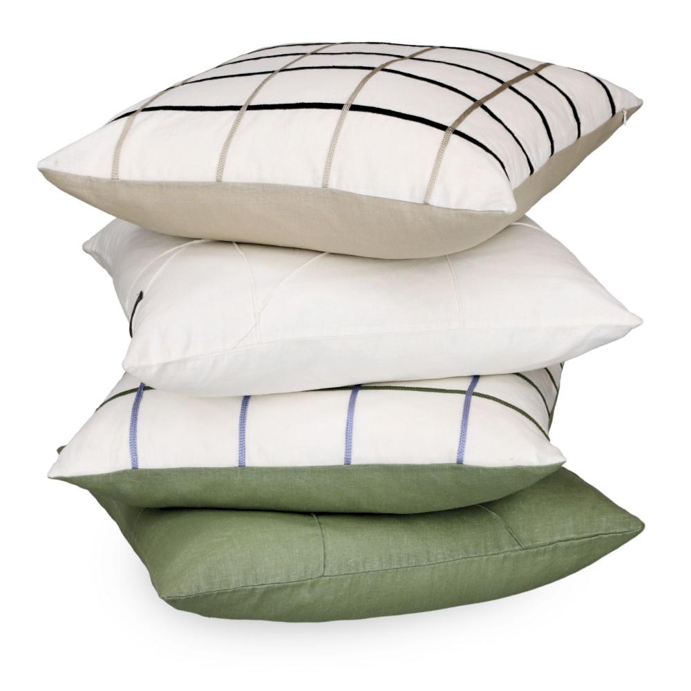 wohndirekt Zierkissenhülle Perform: Natürliche Washed-Optik mit gesticktem Karomuster