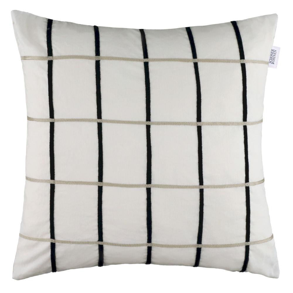 wohndirekt Zierkissenhülle Perform: Natürliche Washed-Optik mit gesticktem Karomuster Kostenlose Rückgabe