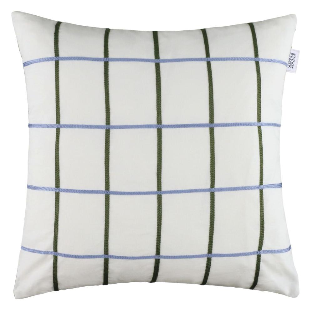 wohndirekt Zierkissenhülle Perform: Natürliche Washed-Optik mit gesticktem Karomuster Kostenlose Rückgabe