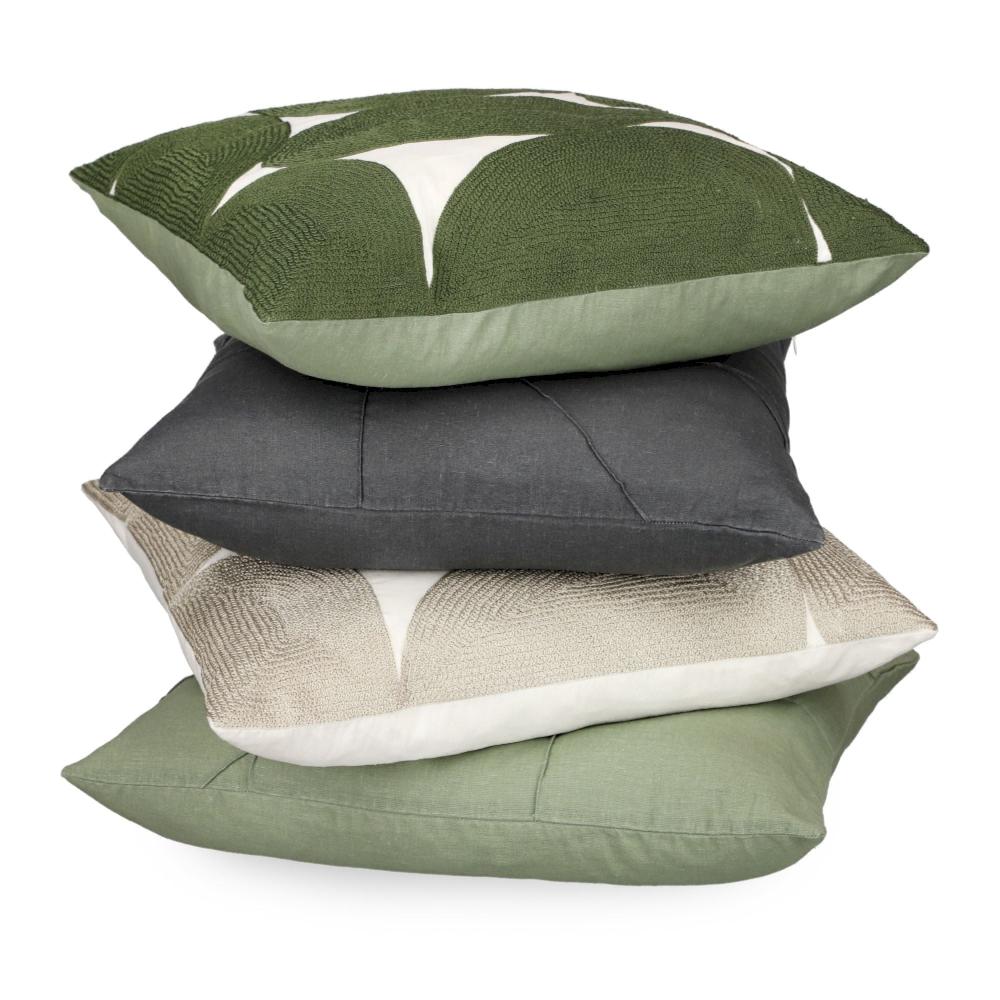 wohndirekt Elegante Zierkissenhülle Pebble – Uni-Design mit gestickten Ellipsen in Naturtönen Letzte 3 Tage