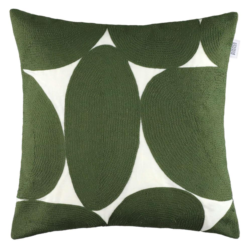 wohndirekt Elegante Zierkissenhülle Pebble – Uni-Design mit gestickten Ellipsen in Naturtönen Letzte 3 Tage