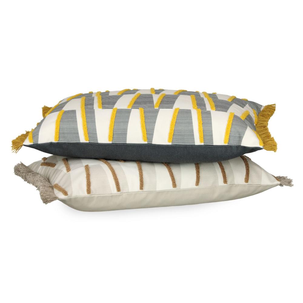 wohndirekt Gewebte Zierkissenhülle „Favour“ – Modernes Design mit grafischem Muster & Fransen Letzte 2 Tage